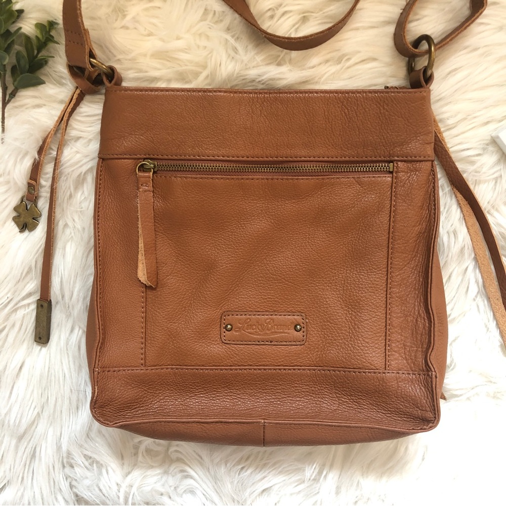 🌿SOLD🌿 Lucky Brand Vintage Brown Leather Studded Crossbody Purse - Picture 7 of 13